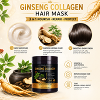 Traitement réparateur nourrissant pour cheveux abîmés, hydratant en profondeur, lissant et adoucissant, à base de ginseng et de collagène, pour femme