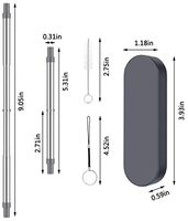 Lot de 2 pailles réutilisables pliables télescopiques en acier inoxydable avec logo personnalisé, pailles pliables pour utilisation au bar
