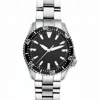 Montre de Plongée de Luxe Mécanique Sportive Analogique avec Aiguilles/Indicateurs Lumineux, Lunette en Céramique, Étanche 200m, Verre Saphir Plat, Charme