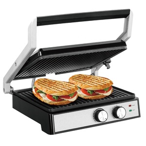 AIFA Plancha Eléctrica para Interiores, Parrilla de Prensa de Contacto Panini, 2 Rebanadas para Filete con Tiras Decorativas de Acero Inoxidable - Product Image 5