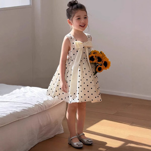 Vestito Estivo per Bambine con Fiocco e Pois all'<span class=keywords><strong>Uncinetto</strong></span>, Senza Maniche, per Feste, Disponibile all'Ingrosso - Product Image 2