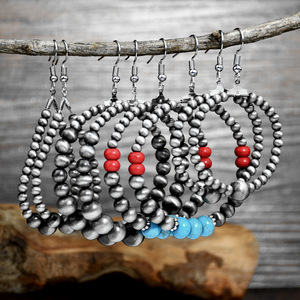 Nouvelles boucles d'<span class=keywords><strong>oreilles</strong></span> pendantes géométriques plaquées or européennes et américaines avec pierre principale en turquoise, <span class=keywords><strong>grandes</strong></span> boucles d'<span class=keywords><strong>oreilles</strong></span> de style Navajo occidental - Product Image 3