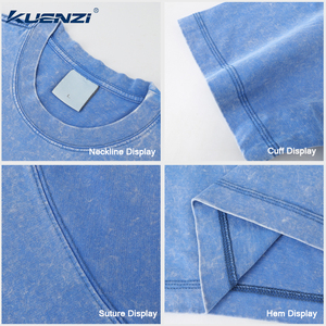 Camiseta Oversize Vintage para Hombre Kuenzi con Lavado Ácido, Algodón Pesado de 300GSM, Lavado Mineral, Hombros Caídos, Estilo Urbano - Product Image 3
