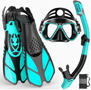 Ensemble de plongée pour adultes : masque, tuba à embout sec et palmes réglables – Équipement de natation pour sports nautiques et voyages - Product Image 2