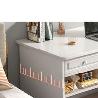 Bureau d'étude moderne blanc avec 3 tiroirs et étagère intégrée, ensemble de bureau minimaliste, table d'ordinateur pour étudiant, chambre, appartement
