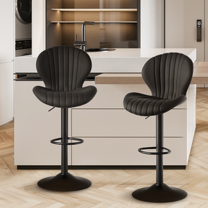 Tabouret de bar ergonomique moderne et stable en cuir avec éponge rebondissante, hauteur réglable, pour extérieur et salle de sport, base en fer - Product Image 1