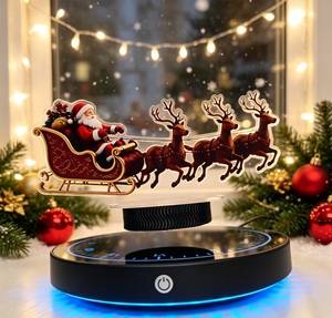 Adorno de Escritorio de Acrílico 2D con Levitación Magnética, Trineo de Santa Claus con Renos Flotantes, Decoración Navideña para Mesa de Hogar, Adorno Festivo de Navidad - Product Image 5
