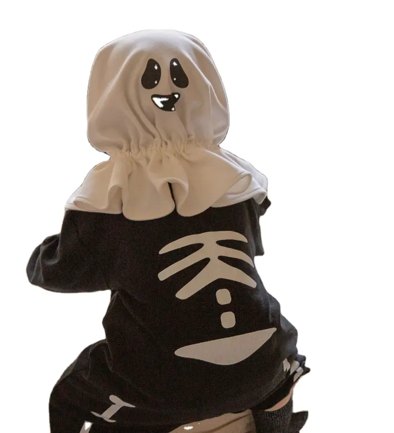 Mameluco de Halloween ropa de bebé manos calavera bebé peluche forrado con capucha Cable de punto mono de manga larga mamelucos bebé con capucha