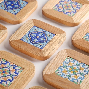 Japanese Retro Wooden <strong>Marble</strong> Coaster Solid Tile Potholder <strong>Placemats</strong> for Table - Product Image 2