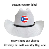 Écusson brodé personnalisable avec logo, patch pour chapeau de cowboy, étiquette tissée, forme carrée ou rectangulaire, drapeau d'Haïti brodé pour chapeau de cowboy