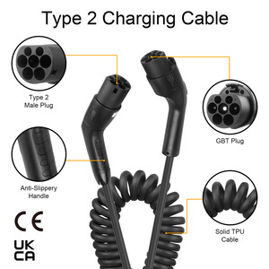 Cable de Carga para Vehículos Eléctricos Tipo 2 a GB/T, 32A 7/22KW, Retardante de Llama UL94-V0, IP65, Cable Flexible de TPU, 5M, 220V/380V, Timeyes - Product Image 5