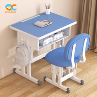 Bureau ergonomique pour enfants avec table d'écriture réglable en bois massif, espace de rangement intégré pour l'apprentissage à domicile