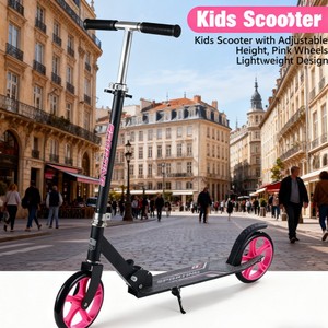 Patinete plegable de aleación de aluminio con pedal para niños y adultos mayores de 12 años, opciones de color rosa, verde y azul - Product Image 3