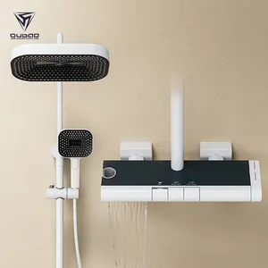 High End mat beyaz oda 3 fonksiyonları musluklar termostatik duş seti