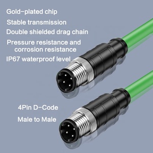 IP67 M12 4pin D một mã hóa Cáp mạng Ethernet máy ảnh công nghiệp Cảm biến mở rộng cáp Thông tin liên lạc Nam Nữ Cáp - Product Image 5