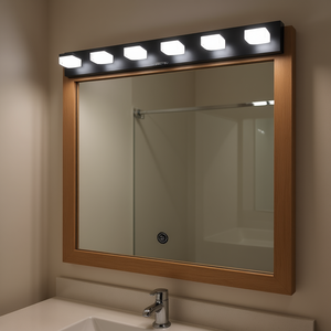 Luminaire moderne à 6 lumières LED en fer et acrylique noir pour miroir de salle de bain, modèle D0100XFP3KU - Product Image 2