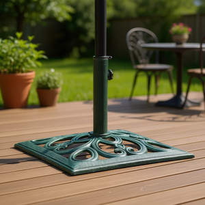 Base de parasol en fonte pour patio, 19,3 pouces, vert, mobilier d'extérieur robuste - Product Image 2