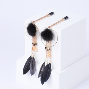 Pinces à tétons ajustables à pampilles en plumes avec embouts doux, pinces <span class=keywords><strong>de</strong></span> poitrine sexy pour femmes, livraison discrète, jouet pour adultes, jeu sensoriel - Product Image 1