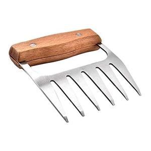 Desmenuzador de Carne Premium de Acero Inoxidable 18/8 con Solución Líquida, Logo y Mangos de Madera para Desmenuzar Cerdo/Pavo/Pollo/Pechuga - Product Image 4