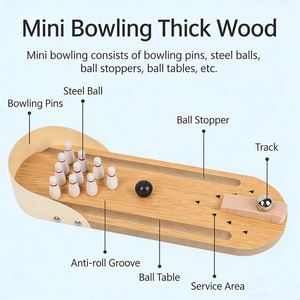 Children's Educational Wooden Toys Mini <b>Bowling</b> Baby Parent-child Interactive Desktop <b>Bowling</b> Wooden Decompression Leisure Toys - Product Image 6