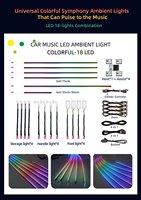 A80 Bande lumineuse ambiante pour voiture 64 couleurs, guide en fibre acrylique, 18-en-1 RGB, bande optique, éclairage d'ambiance intérieur