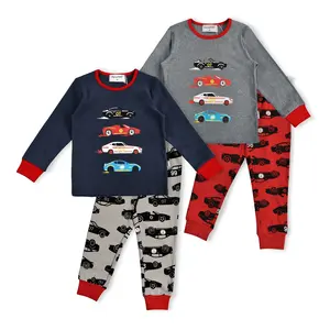 Petelulu новые трендовые модные летние комплекты с машинками для мальчиков одежда пижамы детские пижамы