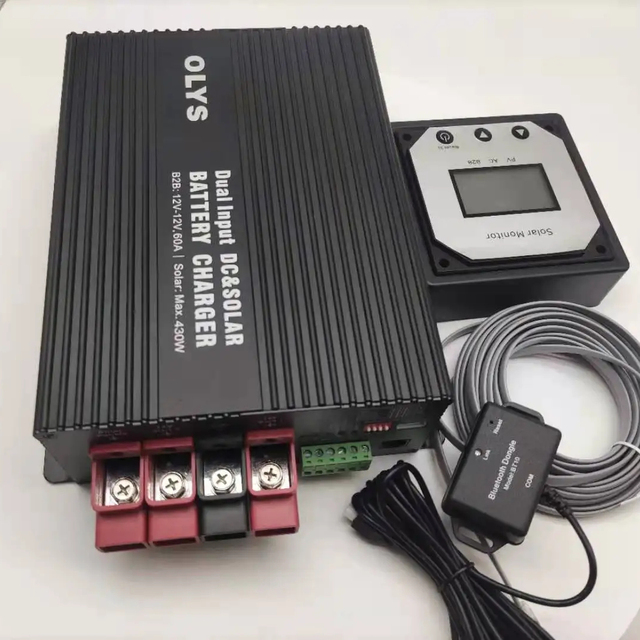 12V To12V Dual Input DC and Solar Battery Charger Support Bluetooth Free APP and Meter Automatic Smart Vehicle Charger Battery