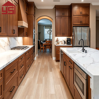 Meubles de cuisine classiques en noyer style Shaker, laqués mélaminés, style rustique moderne, pour projets de villas et d'appartements