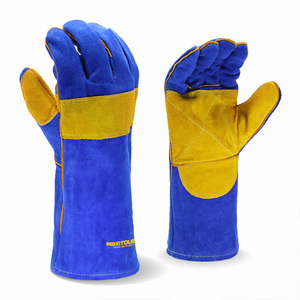 ENTE SAFETY <span class=keywords><strong>Bleu</strong></span> 16 pouces Construction Vache Split Sécurité Travail Soudage <span class=keywords><strong>Cuir</strong></span> Gants Durables - Product Image 1