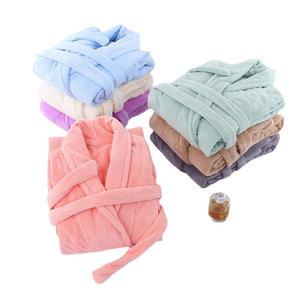 All'ingrosso Super morbido <span class=keywords><strong>e</strong></span> caldo di colore solido in pile di corallo coppia abito da bagno accappatoio da donna <span class=keywords><strong>e</strong></span> abito bianco logo personalizzato - Product Image 5