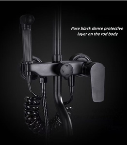 Ensemble <span class=keywords><strong>Colonne</strong></span> <span class=keywords><strong>de</strong></span> <span class=keywords><strong>Douche</strong></span> Pluie Noir Mat Économique Avec Pommeau <span class=keywords><strong>de</strong></span> <span class=keywords><strong>Douche</strong></span>, Set <span class=keywords><strong>de</strong></span> <span class=keywords><strong>Douche</strong></span> en Laiton Moderne Quatre Fonctions Avec Rangement - Product Image 2