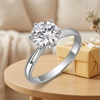 Bague de fiançailles en moissanite, argent sterling 925, sertissage classique à 6 griffes, D VVS1, cadeau de bijoux pour anniversaire de mariage pour femme