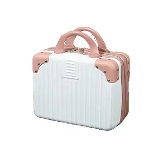 ABS hard shell makeup bag travel carry-ons cosmetic case storage box small suit case 14 inch mini hand bag beauty case