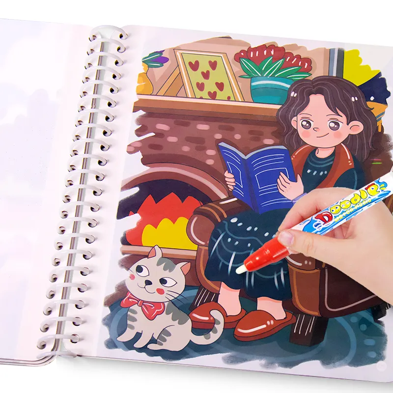 Custom Gedrukt Kids Magic Water Kleurplaten Tekening Boek Herhaaldelijk Graffiti Diy Handgemaakte Kleurboek Tekening Voor Dummies