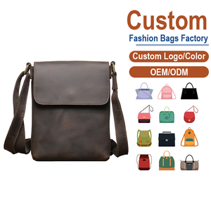 Sac bandoulière en cuir Crazy Horse marron pour homme avec fermeture à rabat |   Fabrication sur mesure OEM/ODM pour les marques d'aventure et urbaines - Product Image 1