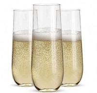 Flûtes à champagne en plastique sans pied, 9 oz, verres en plastique, verres à mimosa, incassables, jetables