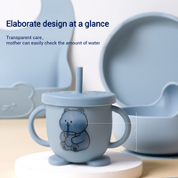 Nouvel arrivage de vaisselle en silicone à motif d'ours mignon pour les produits de salle à manger pour les enfants et les bébés comprenant une assiette et des bavoirs