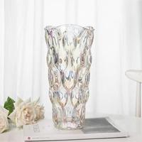 Vase en verre moderne de luxe avec fleurs en cristal colorées, hydroponique, écologique, haut, à motifs, centre de table pour la fête des pères