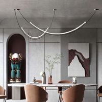 Luminaires suspendus linéaires LED nordiques pour salon, salle à manger, bar, comptoir, lustre noir, décoration de la maison, lampe de plafond