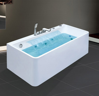 Baignoire à remous moderne portable intérieure/extérieure en acrylique autoportante avec 12 jets de massage et fonctions cascade, design d'aquarium pour hôtels