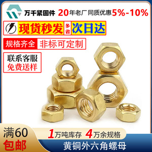 Brass Hex Nuts M4 M5 M6 M8 M10 M12 M14 M16 Metric External Hex GB6170 Level 4.8 True Colors - Product Image 4