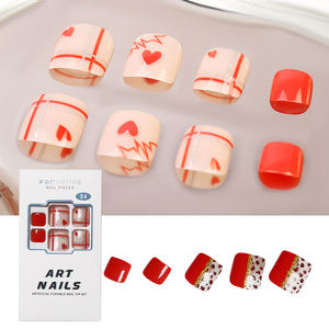 Saint valentin presse sur les <span class=keywords><strong>ongles</strong></span> des orteils fournir argent paillettes coeurs rouges pieds <span class=keywords><strong>faux</strong></span> <span class=keywords><strong>ongles</strong></span> art croix conceptions nude <span class=keywords><strong>faux</strong></span> <span class=keywords><strong>ongles</strong></span> pour <span class=keywords><strong>pied</strong></span> givré - Product Image 3