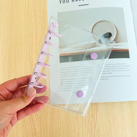 A7 Transparent Style Coréen Double Fournitures Scolaires et de Bureau Album Photo PVC 2 Boutons 6 Trous Mignon Mini Reliure à Anneaux