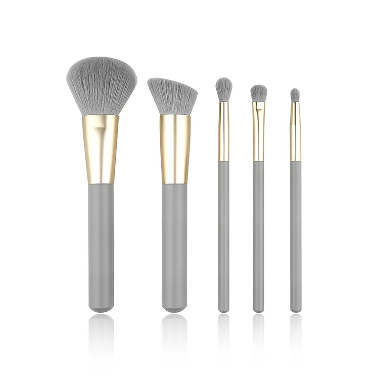 5 pz impugnatura in legno trucco cosmetico Set di pennelli da viaggio Private Label Make Up per le signore Make Up strumento con borsa