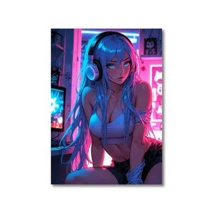Impression sur toile de fille anime sexy, art mural de style moderne, <span class=keywords><strong>affiche</strong></span> à l'encre imperméable, décoration de chambre coquette, décoration de chambre à coucher féminine, décoration de la maison - Product Image 6