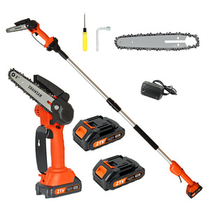 Scie à chaîne sans fil 2-en-1 avec perche télescopique pour l'élagage des hautes branches, alimentée par batterie lithium-ion 21V, pour la coupe de branches en bois - Product Image 1