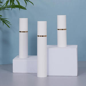 Venta al por mayor personalizar <span class=keywords><strong>15ml</strong></span> 30ml 50ml botella de loción blanca fina y alta para el cuidado de la piel con bomba y anillo dorado - Product Image 5