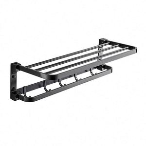 Juego de Accesorios de Baño de Aluminio de Cinco Piezas, Diseño Moderno y Lujoso, Portarrollos de Papel, Escobillero, Toallero, Color Negro, Diseño Minimalista Contemporáneo - Product Image 4