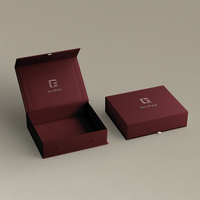 Boîte cadeau de luxe en carton rigide rouge de grande taille avec logo personnalisé, pliable, avec fermeture magnétique
