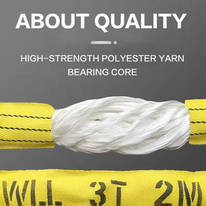 헤비 듀티 슬링 15 톤 폴리에스터 무한 루프 리프팅 3-10M 폴리에스터 라운드 슬링 웨빙 슬링 - Product Image 3